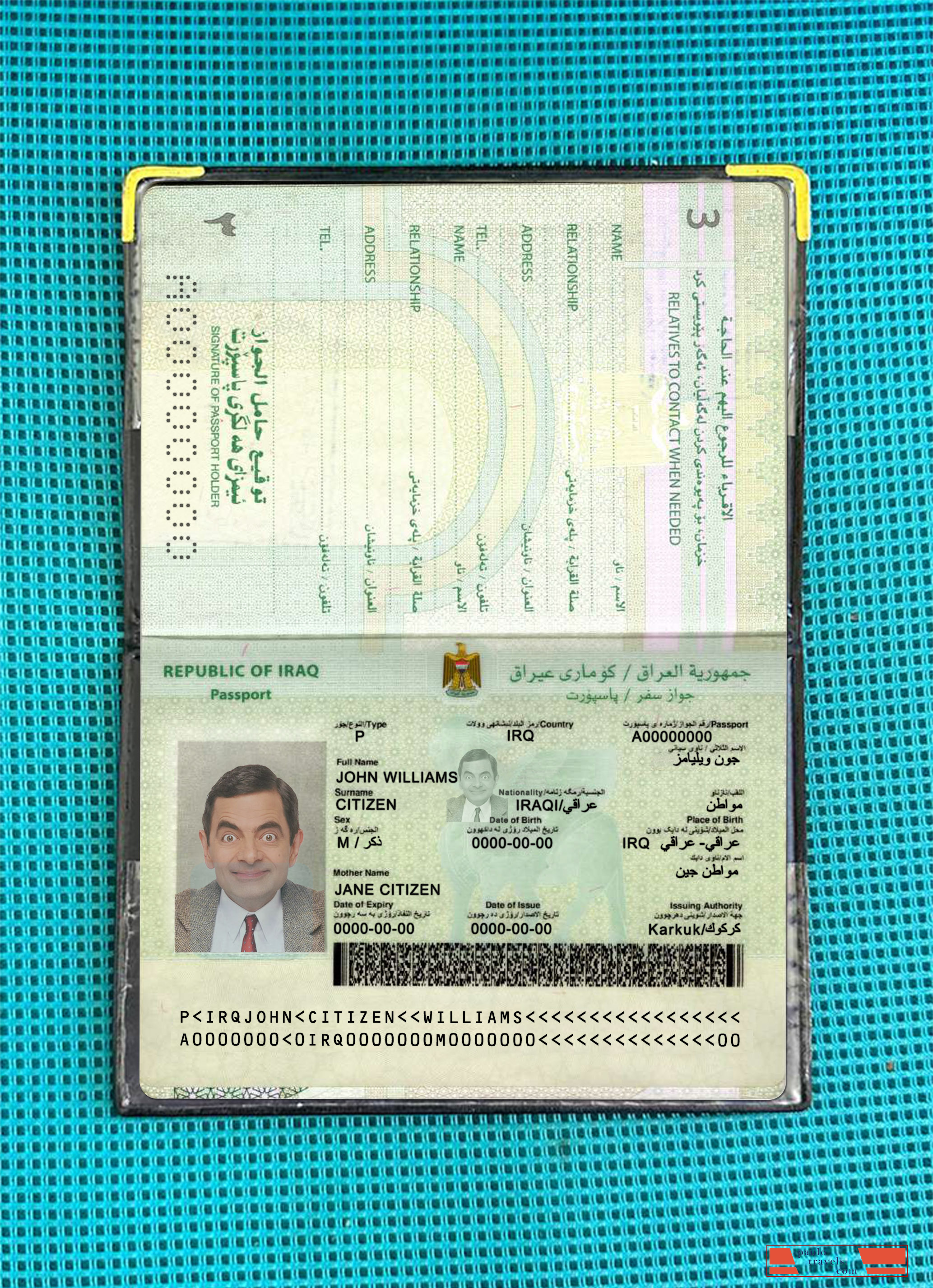 Iraq new passport 2019 present photolook PSD template